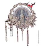 新娘团扇银色手工材料包结婚纱中式 秀禾出嫁双面厂家