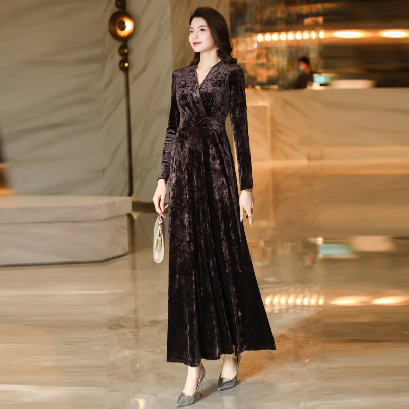 棕褐色高级感连衣裙女春秋2025开春气质穿搭优雅法式显瘦裙子1044