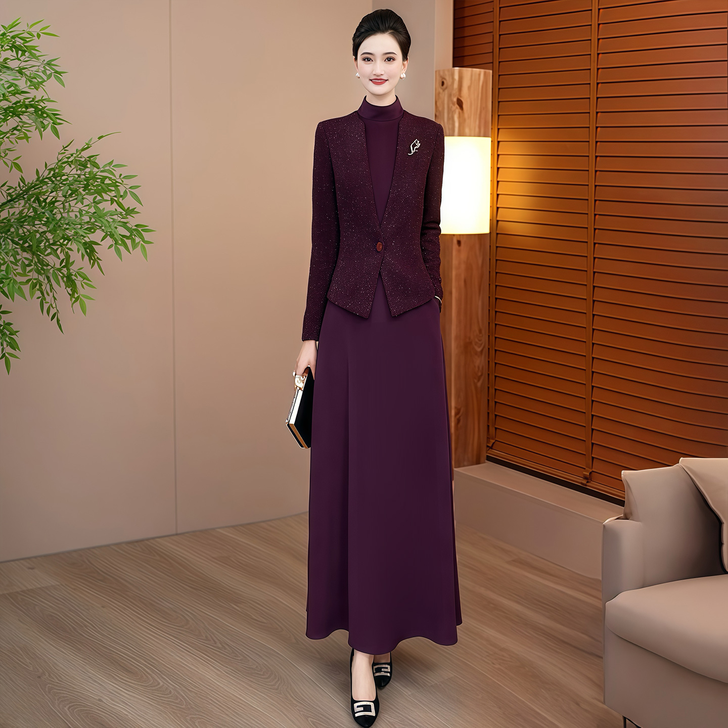 拉佰缇显瘦修身长款裙