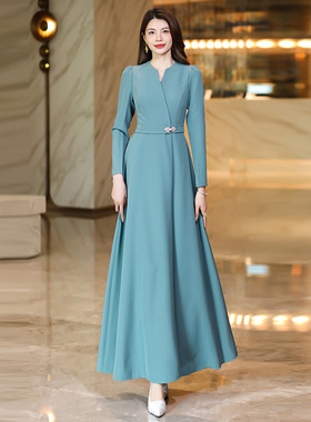 法式长款连衣裙2026新款轻奢高级感显瘦裙子女春秋超好看长裙1202