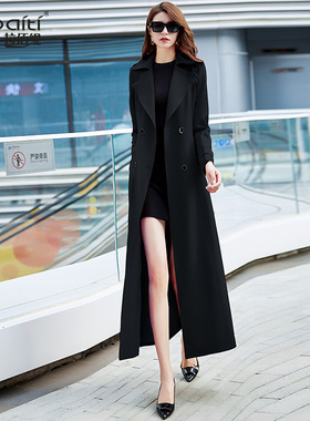 高端流行英伦风衣女2025年新款春秋黑色气质时尚简约长款过膝外套