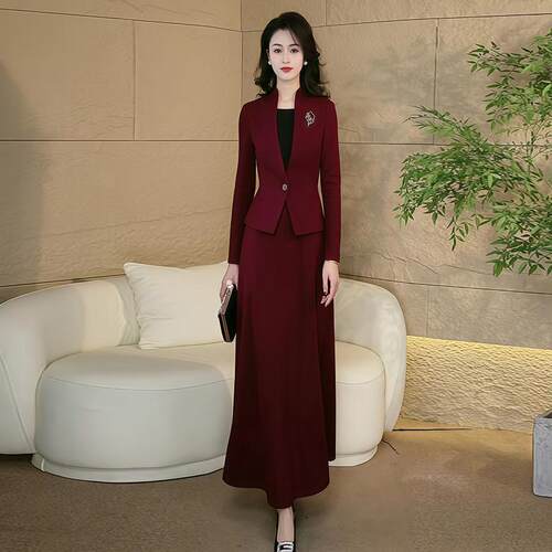 喜婆婆婚宴装2025新款显瘦长裙