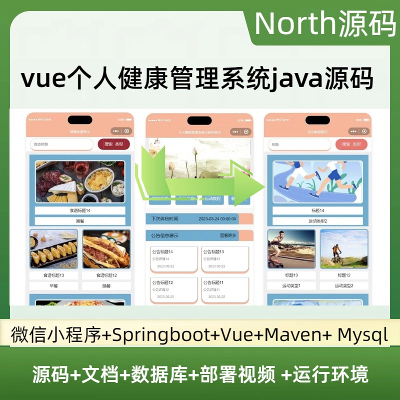 微信小程序 springboot vue个人健康管理系统java源码送文档