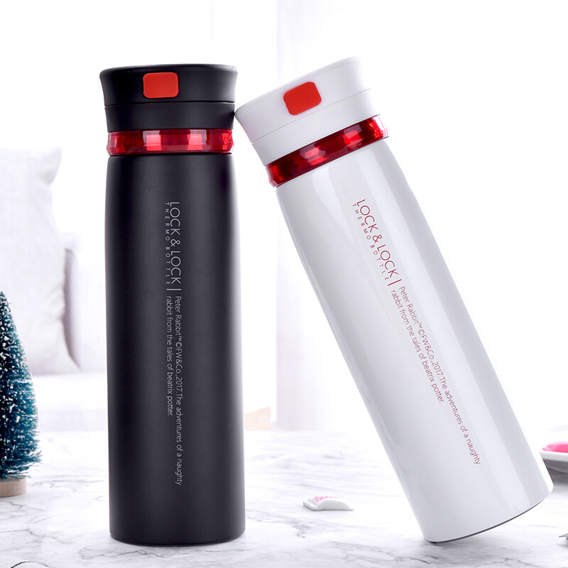 乐扣乐扣304不锈钢保温杯大容量450ml带提绳带茶隔男女学生水杯