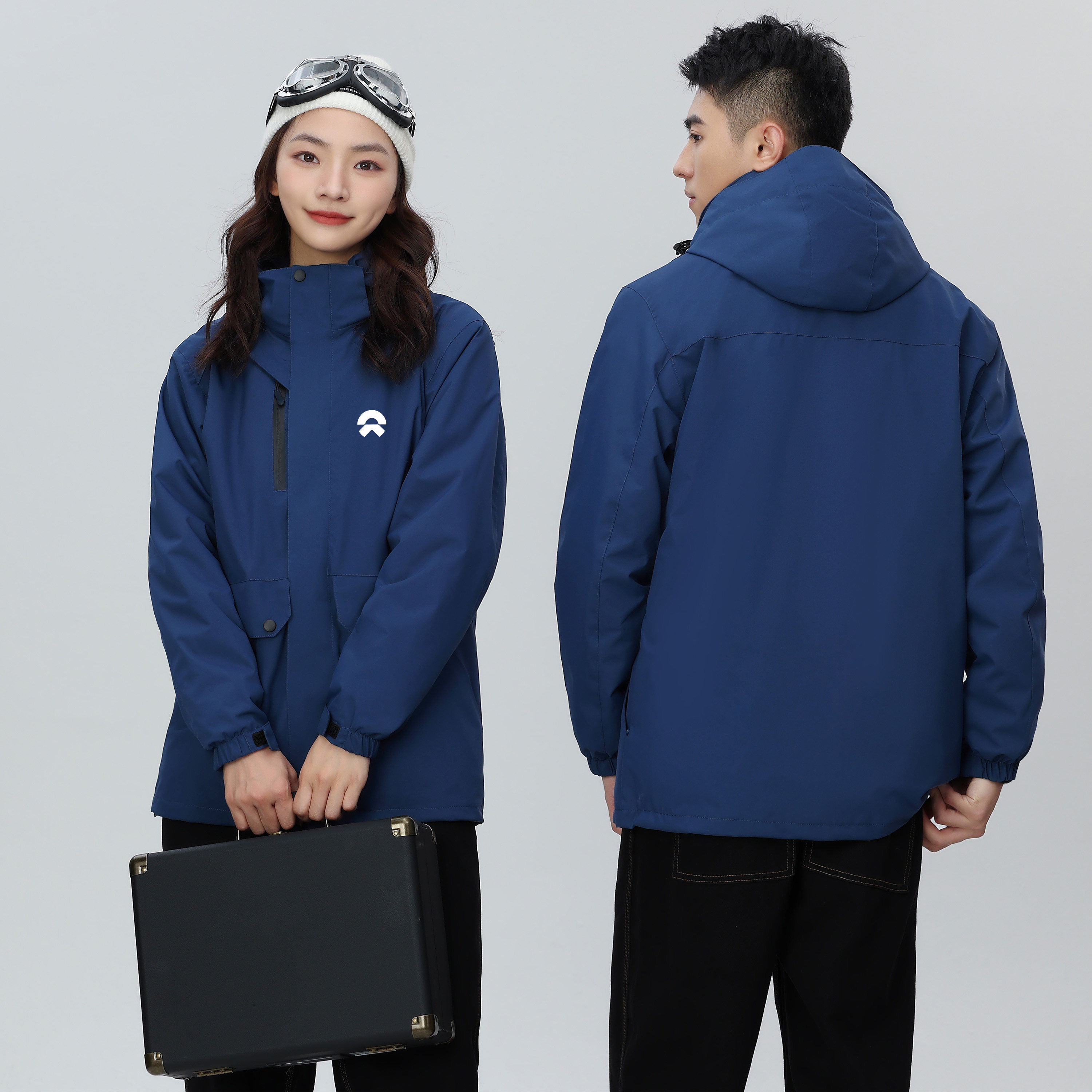 秋冬蔚来工作服外套定制汽车维修厂工装冲锋衣两件套印字烫印logo