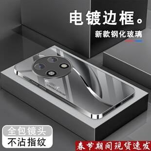 适用oppoa3pro手机壳a2pro电镀玻璃A1Pro男新款A2a1x流光银5G高级感保护套A1活力版潮牌A3PRO全包防摔硬外壳