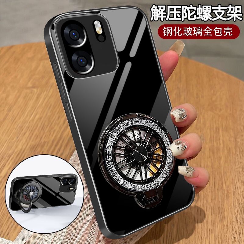 适用一加Ace6手机壳1+ace6pro新款钢化玻璃OnePlus解压陀螺支架保护套男女全包防摔硅胶软边简约高级感外壳硬