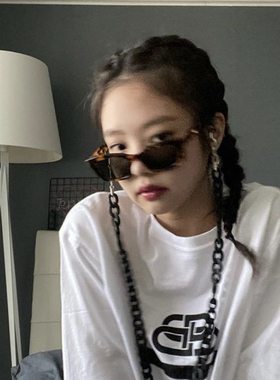 新款韩国明星jennie同款猫眼墨镜街拍复古小脸玳瑁色gd太阳镜潮