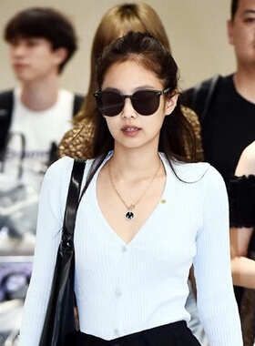 新款BLACKPINK Jennie同款墨镜韩复古大框圆脸女明星偏光太阳眼镜