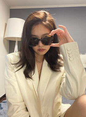 新款jennie同款玳瑁墨镜复古大方框遮脸防紫外线豹纹情侣太阳镜潮