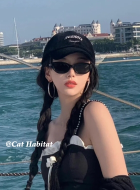 新复古不规则猫眼墨镜小红书方圆脸菱形脸太阳眼镜防紫外线遮颧骨