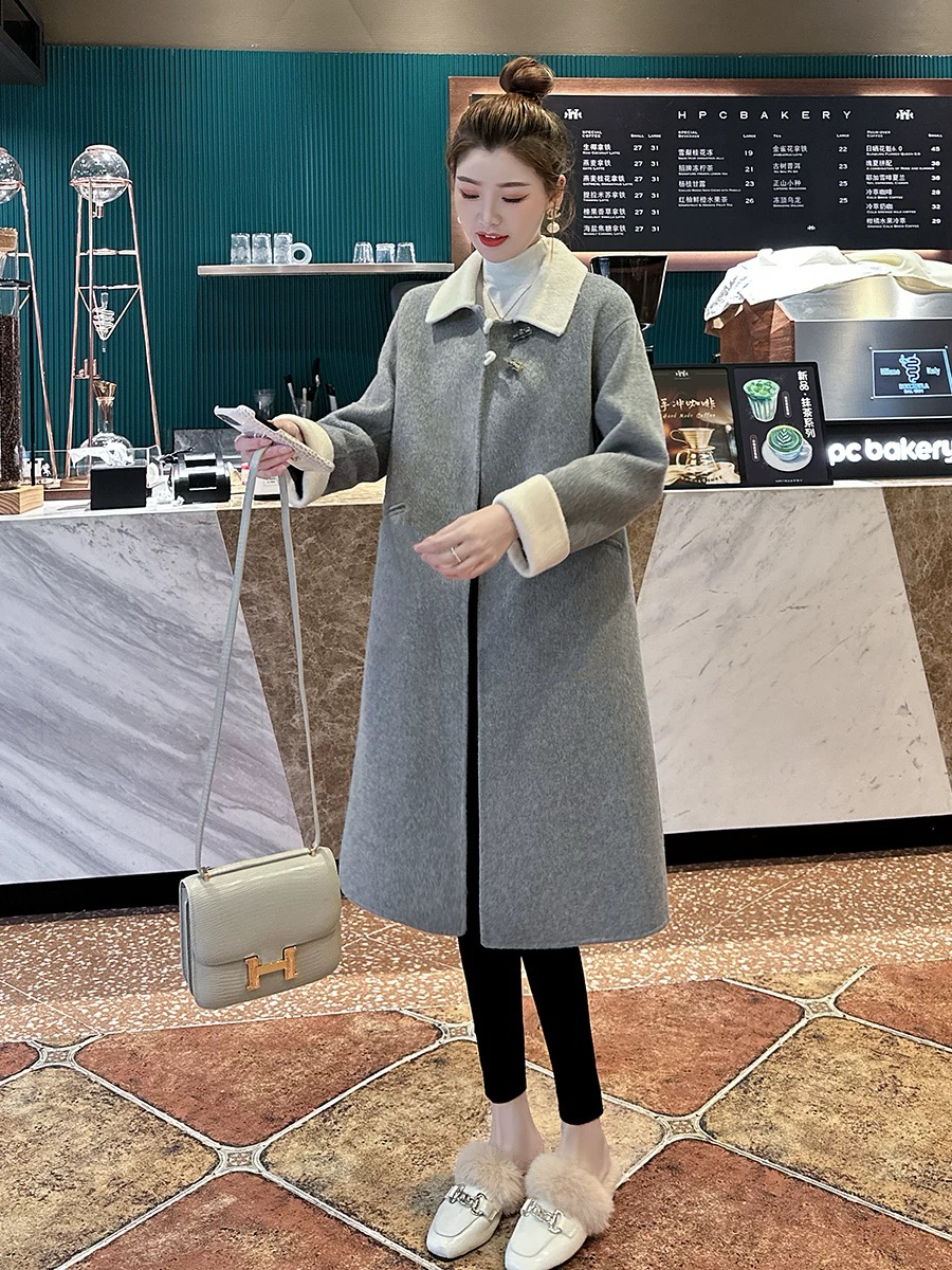 2025爆款羊绒大衣翻领时尚百搭装饰秋冬保暖配大衣