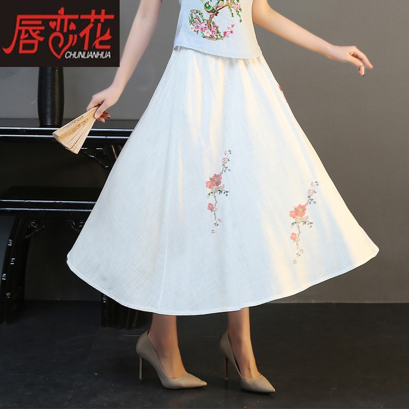 秋冬民族风复古绣花半身裙中国风女装刺绣中长款大摆裙茶服女长裙|ruв категории Женская одежда, юбка - от Buy2taobao.com для оказания профессиональной услуги покупки агента Taobao