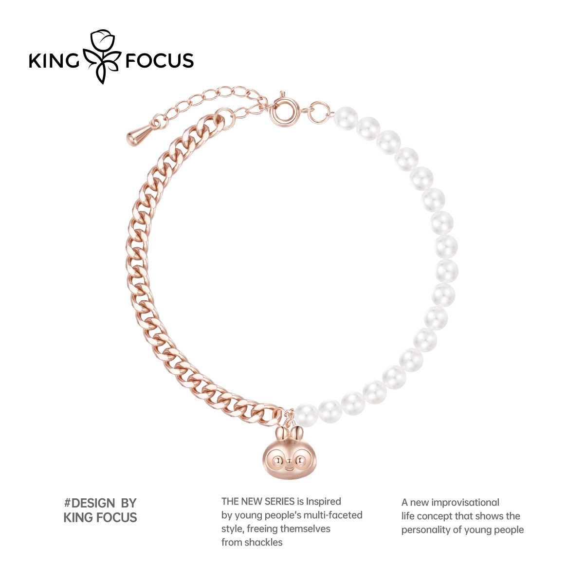 IP联名巴布熊猫手链女2021新款纯银女生珍珠手饰ins小众设计高级