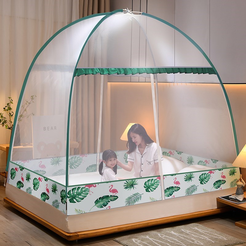 2022新款免安装蒙古包蚊帐家用卧室1.2米床2米防尘顶支架防摔加u.