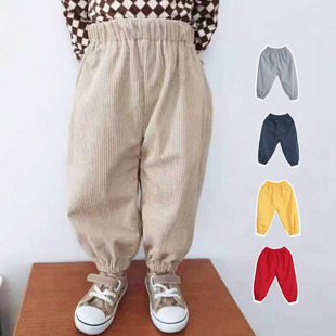 宝宝秋冬灯芯绒裤子男女儿童防脏罩裤韩版休闲哈伦裤套棉裤长裤潮