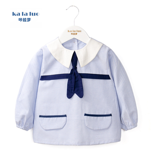 宝宝防水罩衣秋冬新款洋气领带长袖儿童反穿衣婴幼儿围兜罩衫