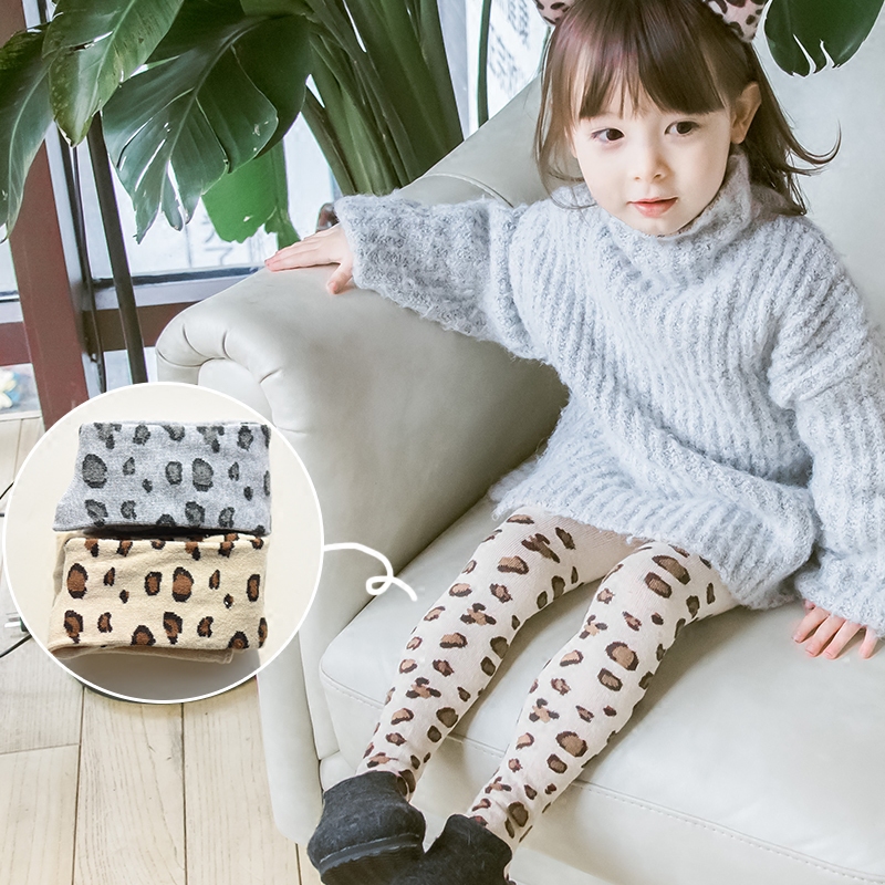 女童豹纹连裤袜韩国时尚