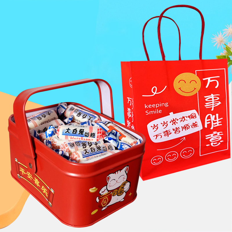 大白兔奶糖圣诞节新年怀旧糖果礼物结婚喜糖零食生日伴手礼铁盒装