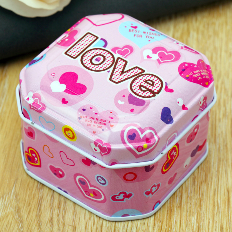 喜久久空铁盒小八角铁盒酒席回礼糖盒糖果包装结婚喜糖马口铁盒