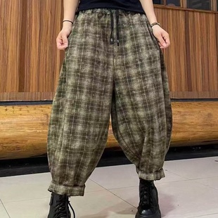 女2025秋冬季 哈伦裤 新款 萝卜裤 宽松百搭显瘦老爹裤 文艺棉布休闲裤