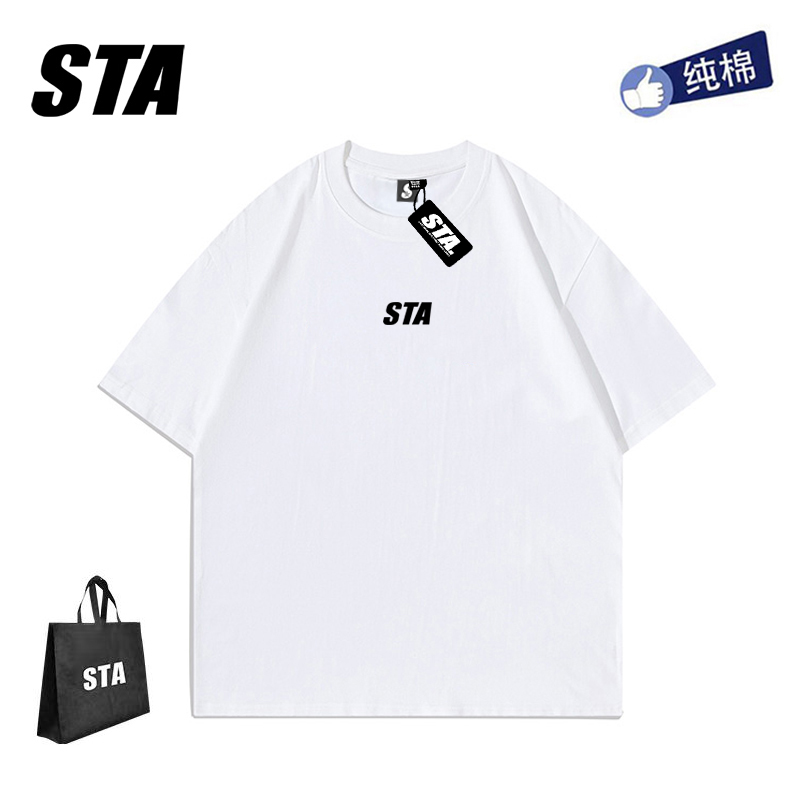 STA旗舰店正品短袖T恤纯棉男女情侣基础款重磅高街美式风小众潮牌