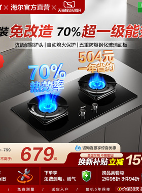 [旗舰顶配]海尔超密猛火燃气灶厨房家用台式嵌入双灶台灶具H70A