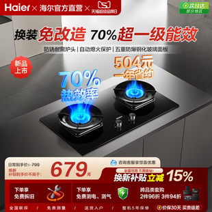 海尔超密猛火燃气灶厨房家用台式 嵌入双灶台灶具H70A 旗舰顶配