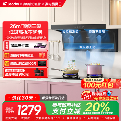 以旧换新Leader海尔智家顶侧双吸抽油烟机家用大吸力抽烟机9762