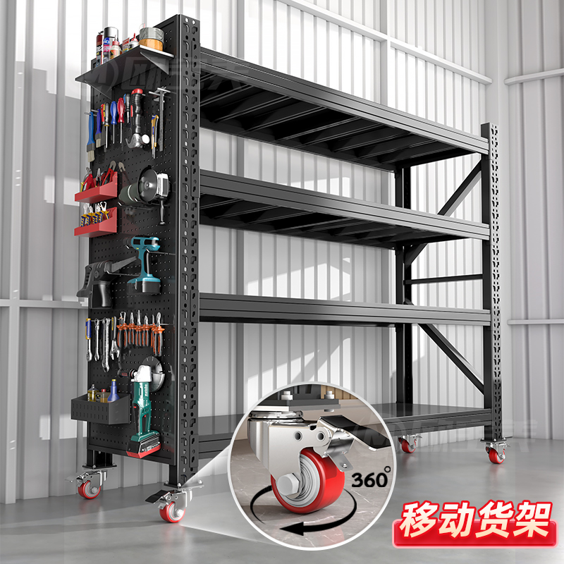 仓储货架带轮子多层置物架推车万向轮可移动铁架子仓库家用货物架