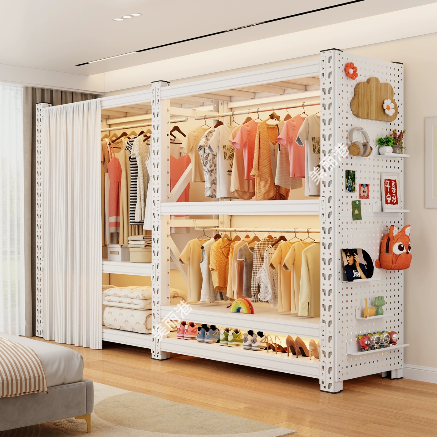 家用货架衣柜开放式挂衣服置物架落地简易组装衣架卧室出租房衣架