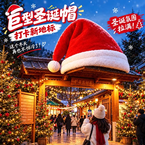 巨型毛绒圣诞帽美陈装置可定制