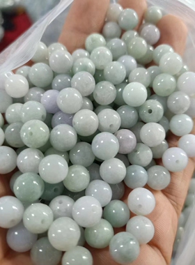 纯天然缅甸翡翠玉A货圆珠6mm8mm6/9米珠手链项链散珠配件女士礼物