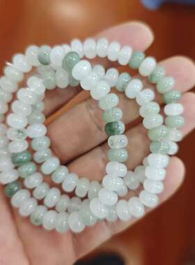 天然东陵玉白底青古墩佛珠手串