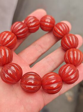 天然云南红玛瑙南瓜珠手串
