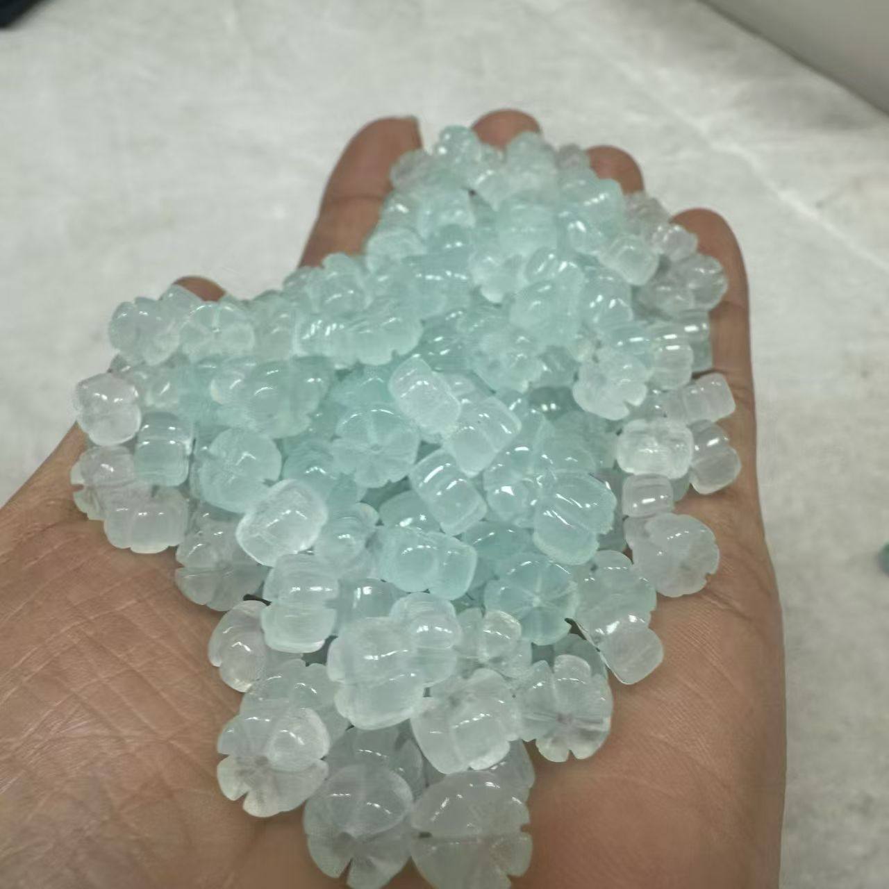 天然金丝玉东陵玉南瓜冰种绿蓝8/10mm装饰扣DIY洞洞鞋扣配件饰品