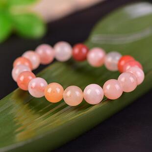天然正品手串珠绿东陵玉粉色手链招桃花金丝玉简约原石橙色女节日