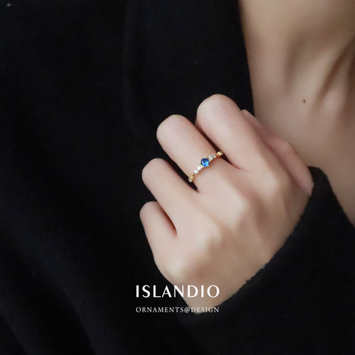蓝宝石开口戒指可调节ISLANDIO