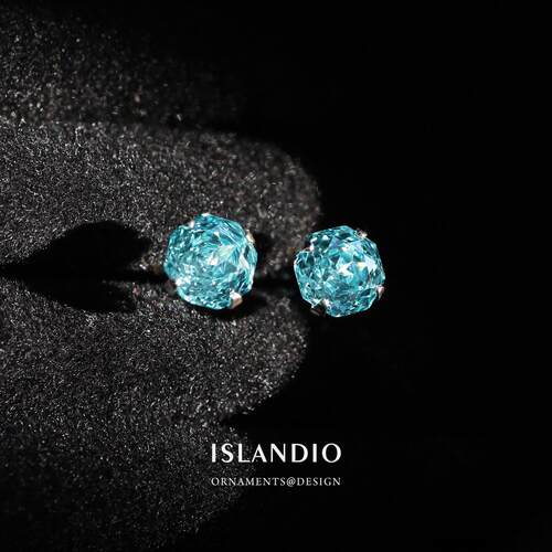 ISLANDIO爆闪冰川玫瑰纯银耳钉女