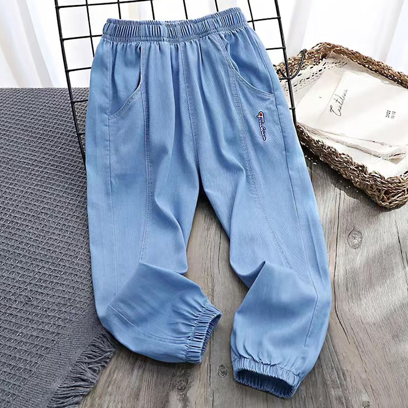 【断码特价】男童牛仔防晒长裤子柔软防蚊超薄款天丝夏季装儿童装