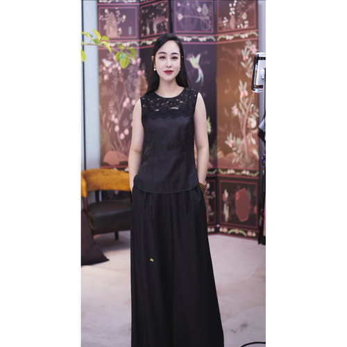 【穿搭师小鱼】香云纱拼接上衣 28405
