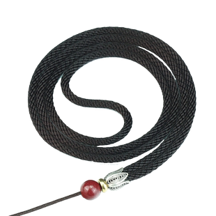 纯银藏青色挂件绳朱砂吊坠绳编制绳手工编绳男女绳子套头绳红黑绳