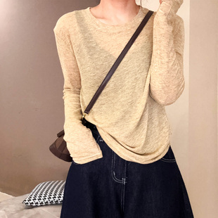 防晒极简圆领宽松舒适纯色柔软靓丽色彩25228 T恤薄款 新款 长袖