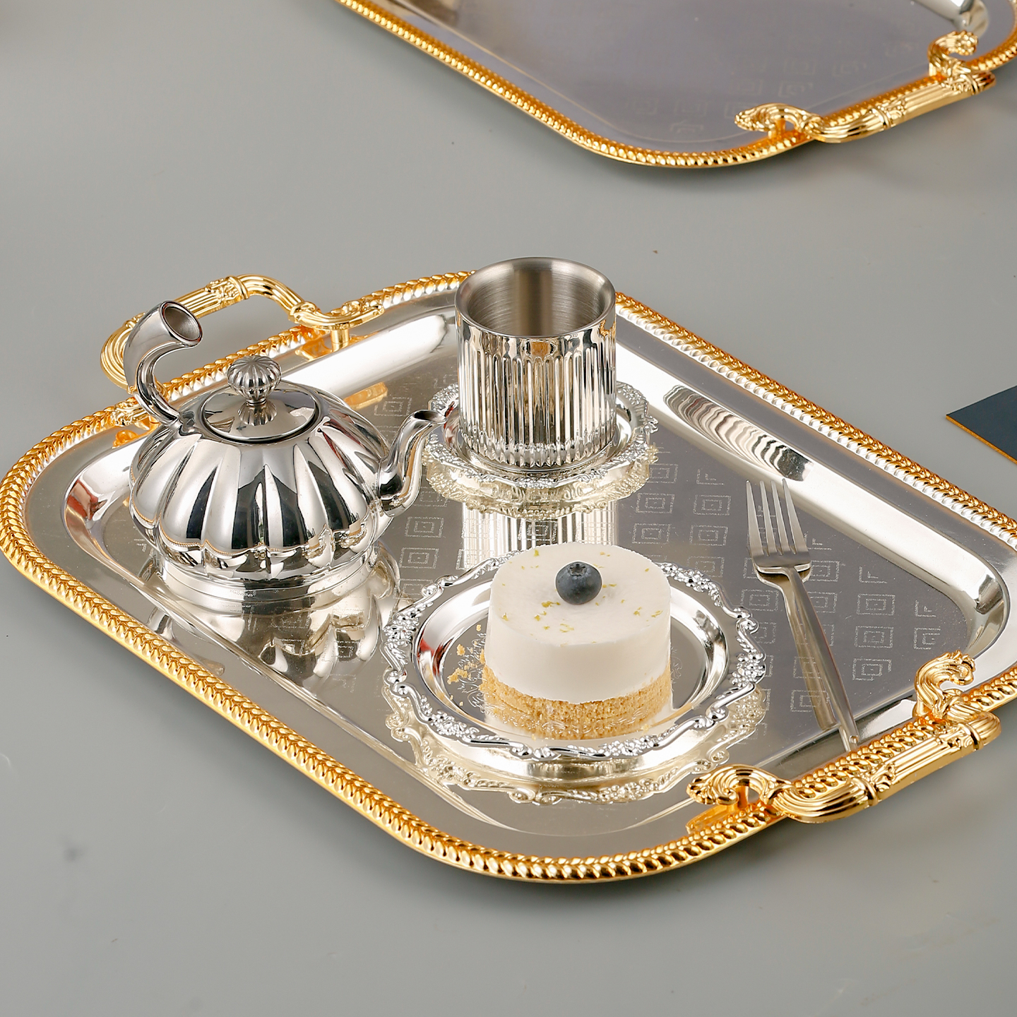 甜品点心不锈钢托盘轻奢果盘