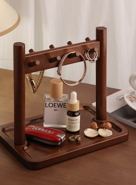 玄关置物架卧室梳妆台实木收纳架