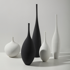 陶瓷花瓶摆件高级感小众客厅玄关电视柜家居饰品意式极简艺术花器