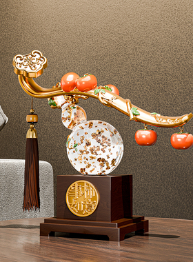 柿柿如意葫芦摆件客厅入宅大吉乔迁新居中式家居饰品轻奢高档礼品