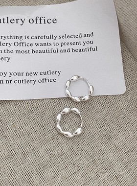 简约ins冷淡风米粒橄榄珠耳扣女耳环通体小众耳圈2024新款