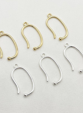 14K包金U型球耳钩diy手工饰品配件无痛耳挂无耳洞耳夹女耳骨夹