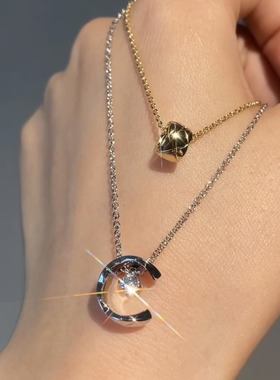 水冰月菱格圆环月牙项链颈链锁骨链高级感